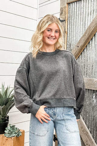 Charcoal Cropped Sweatshirt - Allure Boutique WY