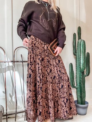 Charcoal Floral Maxi Skirt - Allure Boutique WY