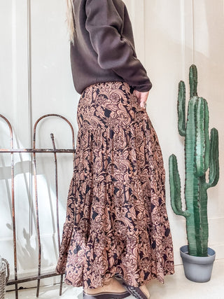 Charcoal Floral Maxi Skirt - Allure Boutique WY