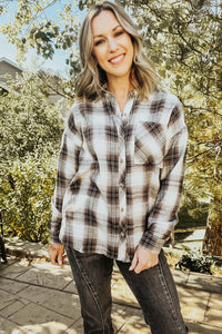 Charcoal Plaid Flannel Shirt - Allure Boutique WY