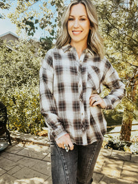 Charcoal Plaid Flannel Shirt - Allure Boutique WY