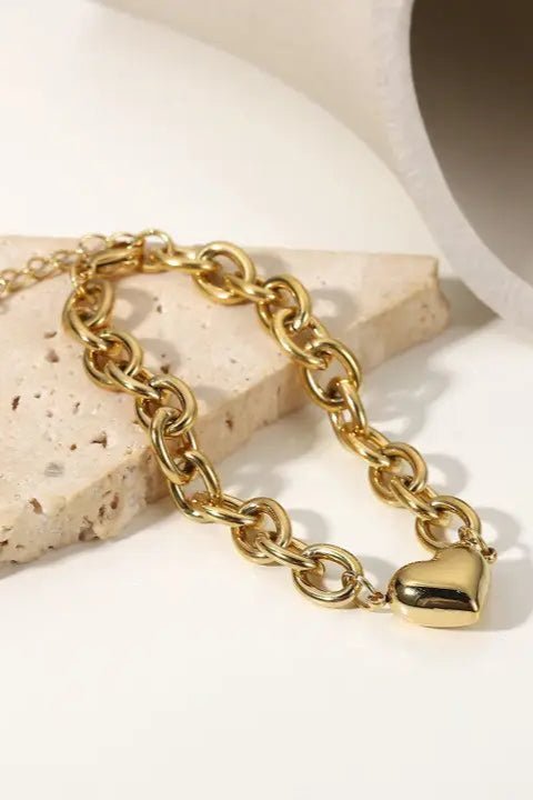 Chunky Heart Link Bracelet - Allure Boutique WY