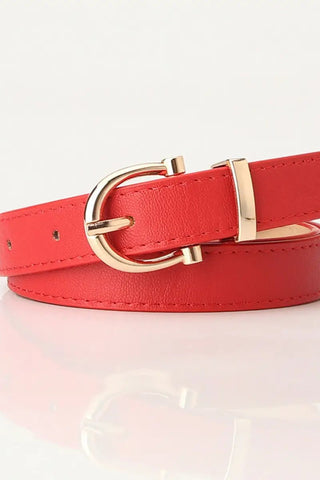 Classic Red Skinny Belt with Gold Buckle - Allure Boutique WY