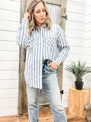 Cloud Dancer Baggy Button Up Shirt - Allure Boutique WY