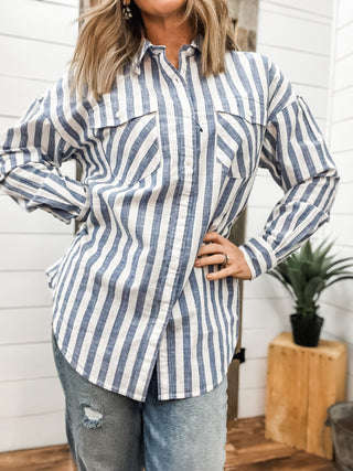 Cloud Dancer Baggy Button Up Shirt - Allure Boutique WY