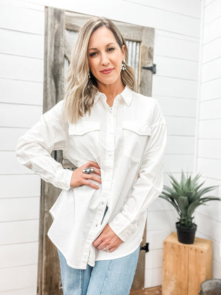 Cloud Dancer Baggy Button Up Shirt - Allure Boutique WY