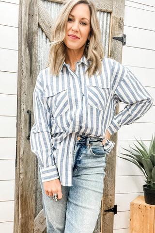 Cloud Dancer Baggy Button Up Shirt - Allure Boutique WY