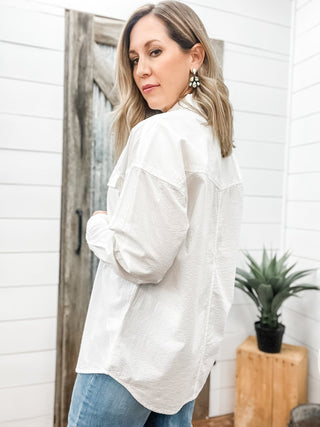 Cloud Dancer Baggy Button Up Shirt - Allure Boutique WY