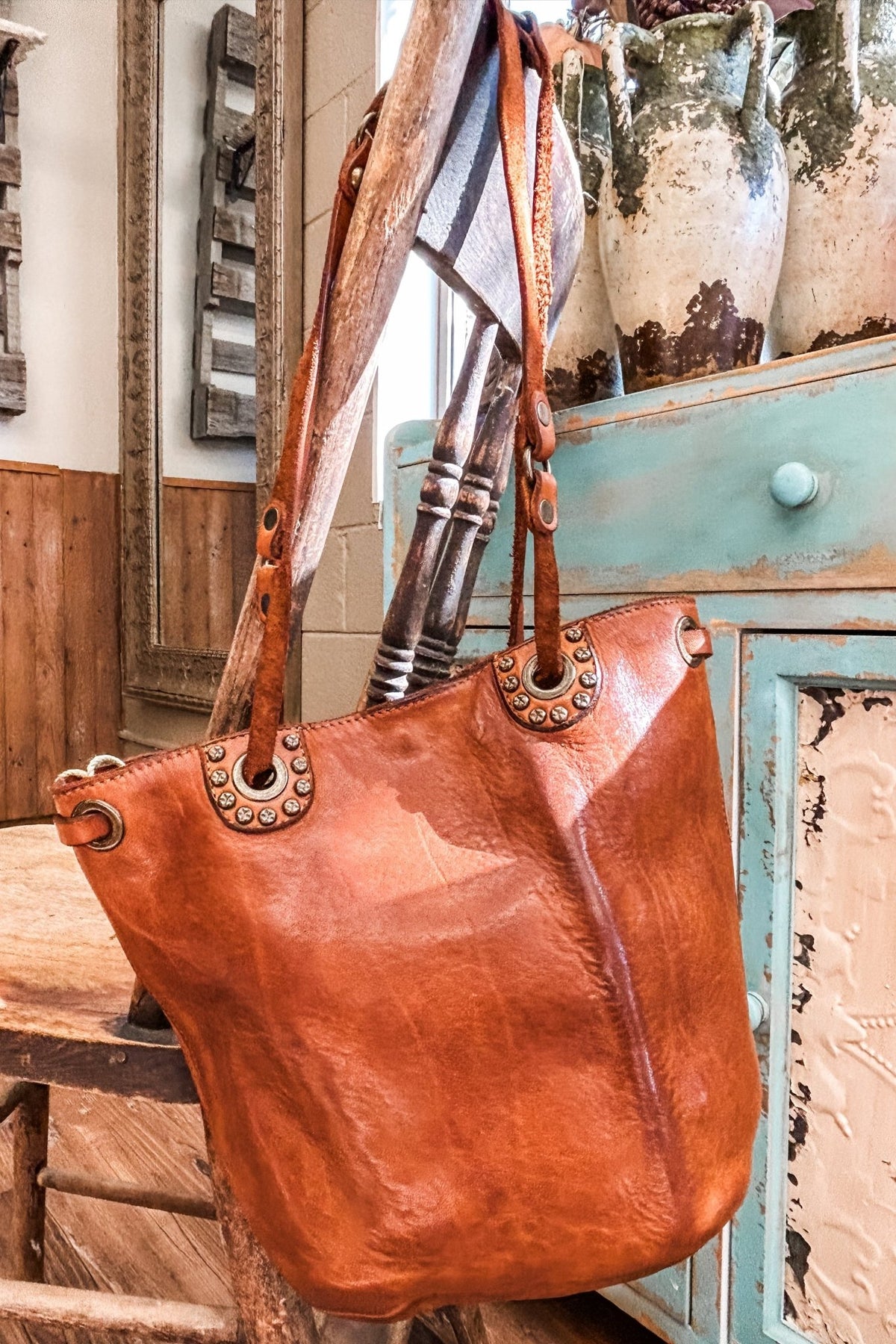 Cognac Bucket Bag - Allure Boutique WY