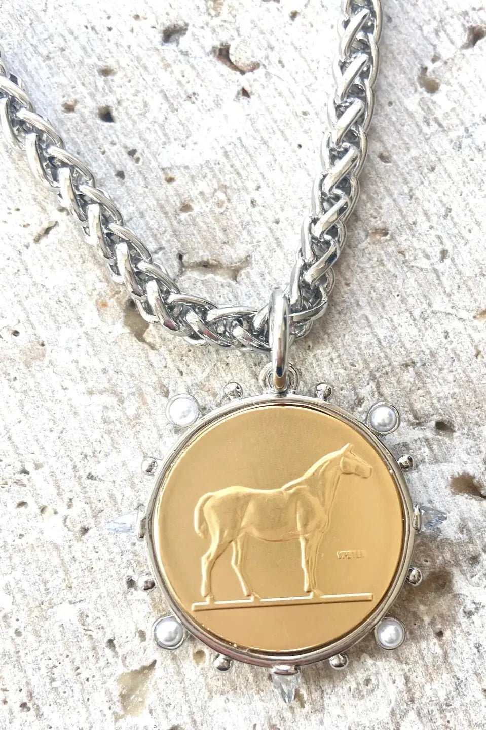 Coin Necklace Equestrian French Bee Jewelry - Allure Boutique WY