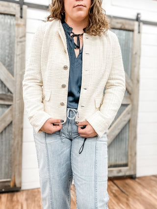 Collarless Jacket with Scallop Detail - Allure Boutique WY