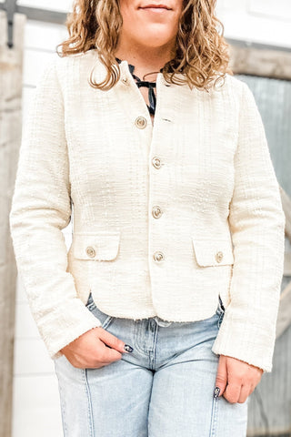 Collarless Jacket with Scallop Detail - Allure Boutique WY