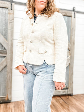 Collarless Jacket with Scallop Detail - Allure Boutique WY