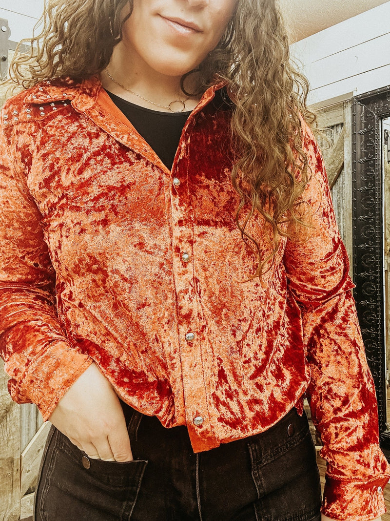 Concho Button Velvet Shirt - Allure Boutique WY