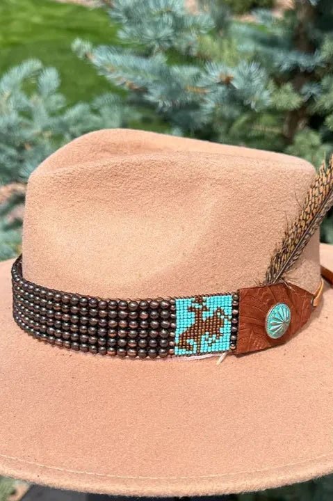 Copper Navajo Pearl Bronc Hatband:Joe 307 - Allure Boutique WY