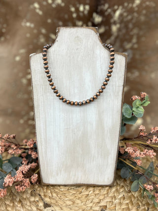 Copper Navajo Pearl Necklace 8mm 14in - Allure Boutique WY