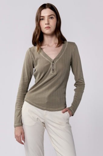 Cortado Long Sleeve Fitted Henley Top - Allure Boutique WY