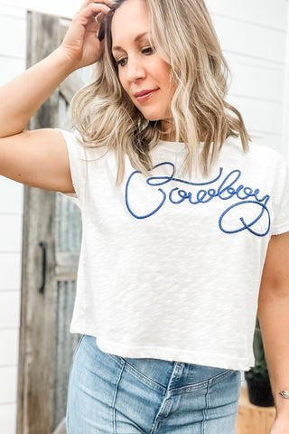 Cowboy Cropped Graphic Tee - Allure Boutique WY