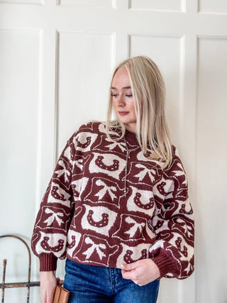 Cowboy Pattern Crewneck Sweater - Allure Boutique WY