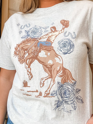 Cowboy Rose Boyfriend Graphic Tee - Allure Boutique WY