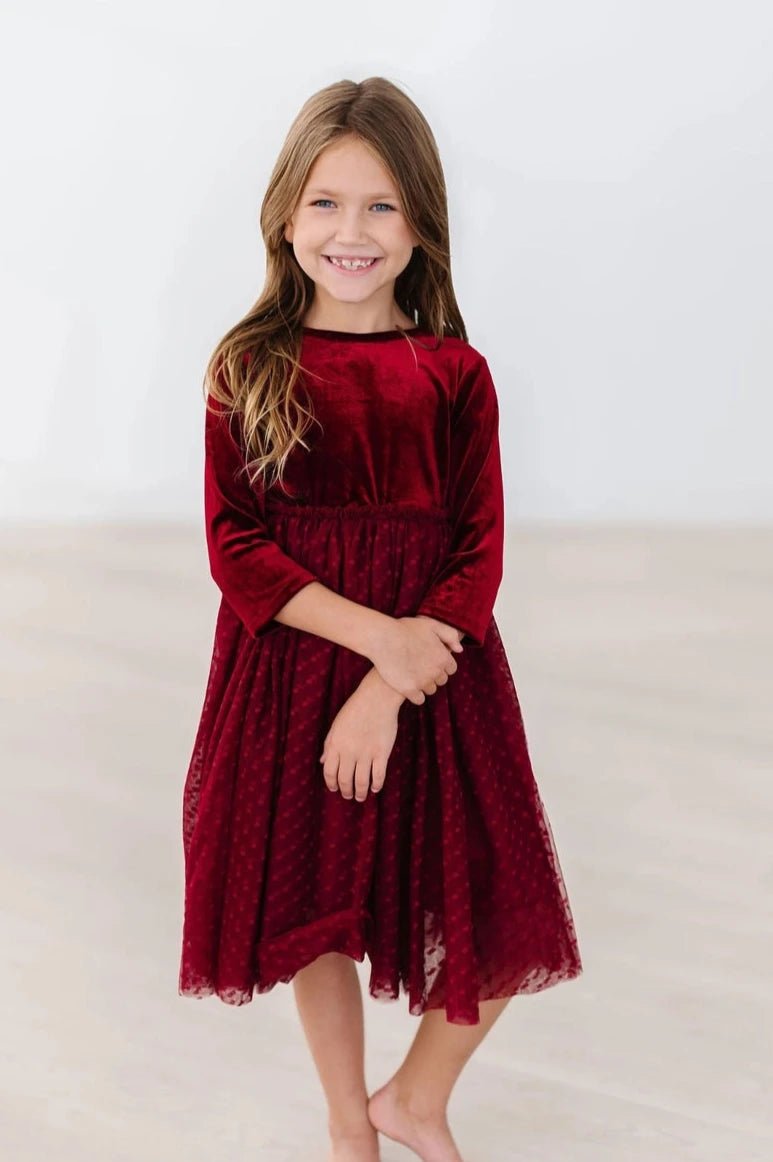 Cranberry Velvet Ruffle Tutu Dress - Allure Boutique WY