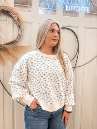 Cream Floral Sweatshirt - Allure Boutique WY