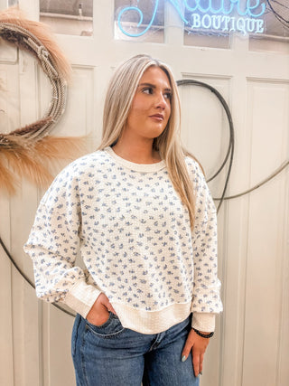 Cream Floral Sweatshirt - Allure Boutique WY