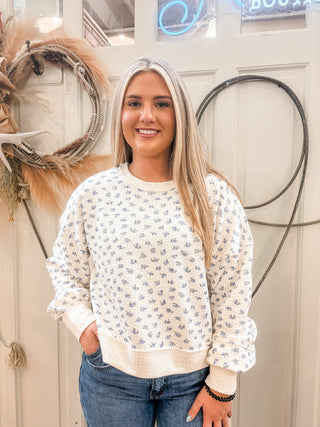 Cream Floral Sweatshirt - Allure Boutique WY