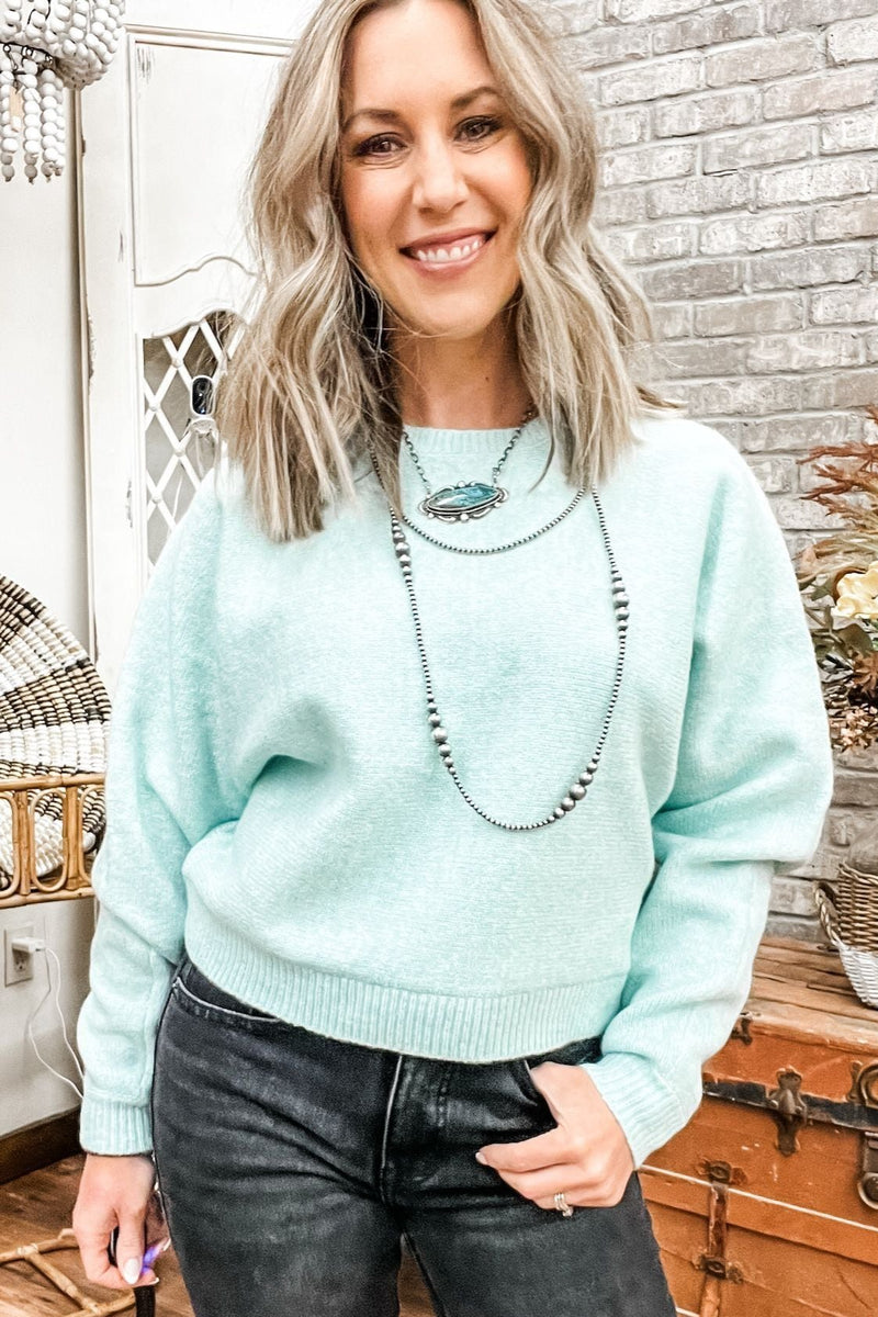 Crew Neck Crop Sweater - Allure Boutique WY