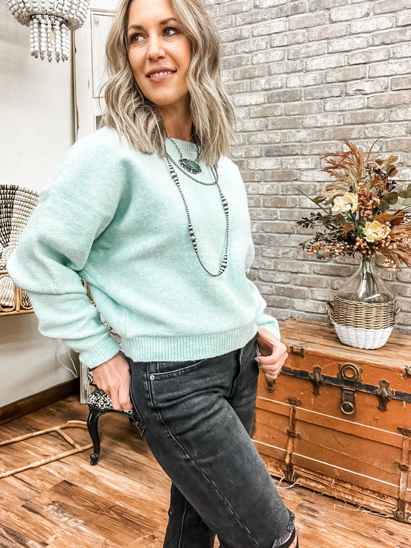 Crew Neck Crop Sweater - Allure Boutique WY