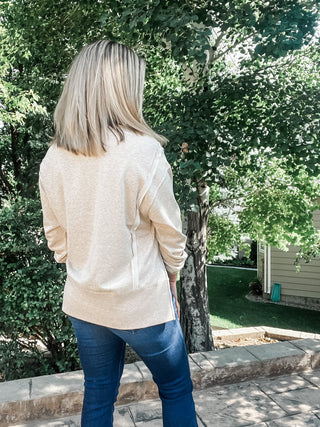 Crew Neck Front Slit Top with Embroidery - Allure Boutique WY