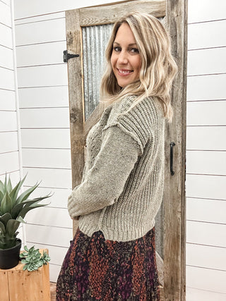 Crew Neck Sweater with Puff Sleeve - Allure Boutique WY