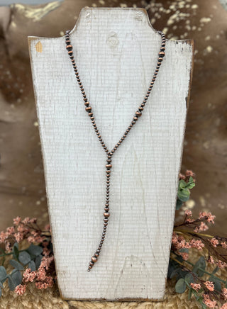 Graduated Copper Navajo Pearl Lariat Necklace 20in.