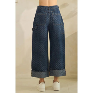 Cuffed Polka Dot Crop Jeans - Allure Boutique WY