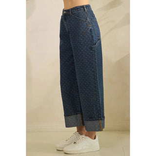 Cuffed Polka Dot Crop Jeans - Allure Boutique WY