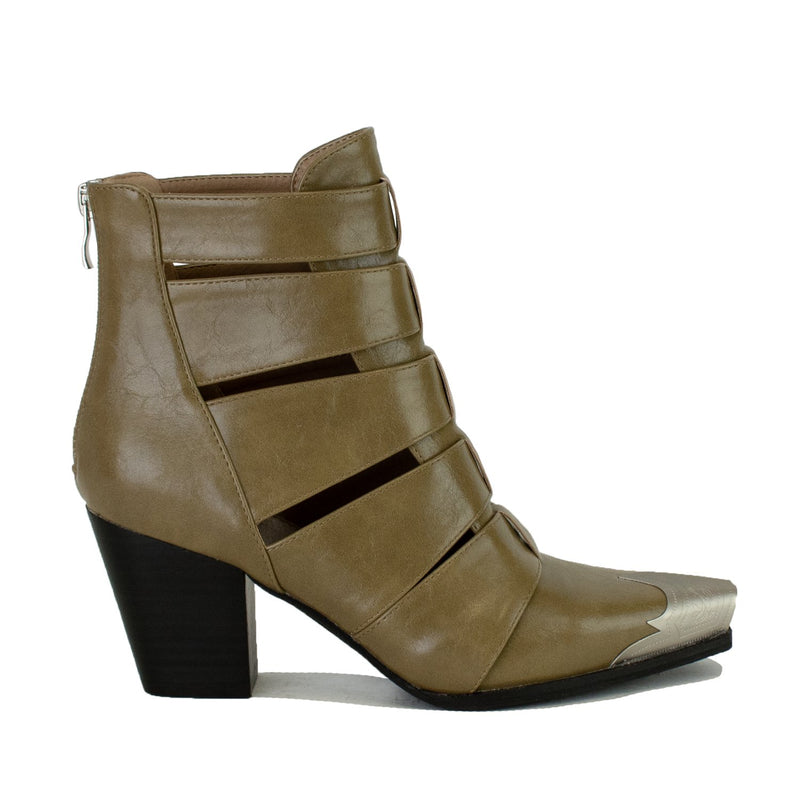 Dakota Olive Bootie with Silver Metal Tip - Allure Boutique WY