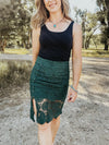 Dark Green Lace Midi Skirt - Allure Boutique WY