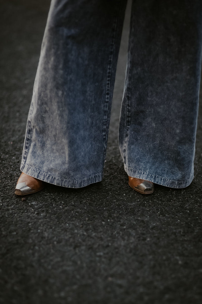 Denim Jumpsuit with Braided Waist - Allure Boutique WY