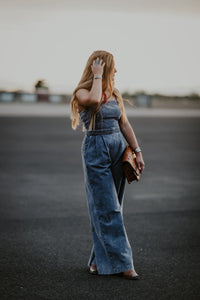 Denim Jumpsuit with Braided Waist - Allure Boutique WY