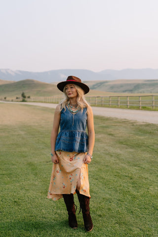 Denim Peplum Tank Top - Allure Boutique WY