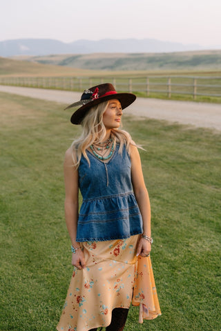 Denim Peplum Tank Top - Allure Boutique WY