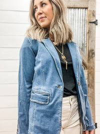 Denim Sculpted Blazer - Allure Boutique WY