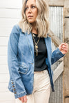 Denim Sculpted Blazer - Allure Boutique WY