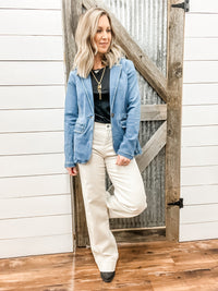 Denim Sculpted Blazer - Allure Boutique WY