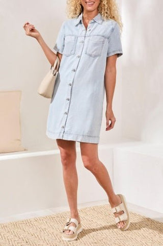 Denim Shirt Dress with Pockets - Allure Boutique WY