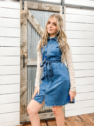 Denim Sleeveless Dress - Allure Boutique WY