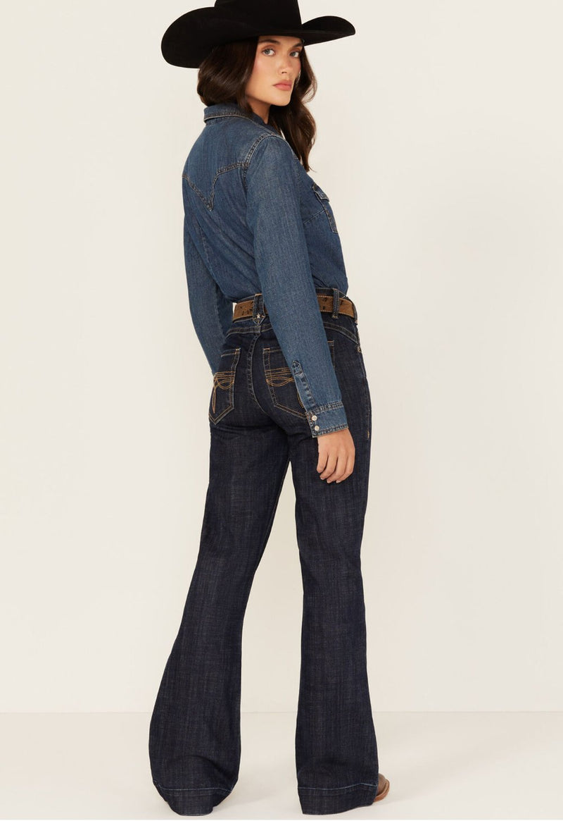 Diamond Belt Loop Mid Rise Trouser - Dark Wash - Allure Boutique WY