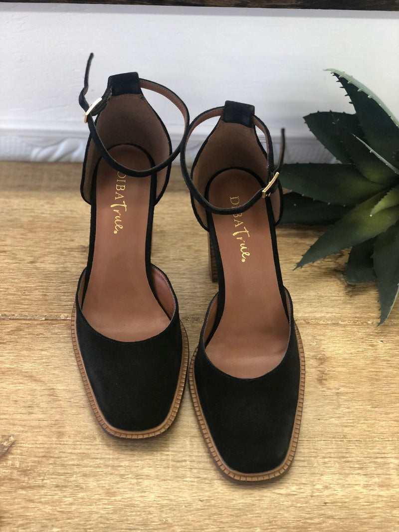 Diba True Kol Pik Black Suede Stacked Pump - Allure Boutique WY