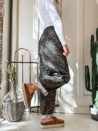 Ditsy Print Drawstring Barrel Pants - Allure Boutique WY