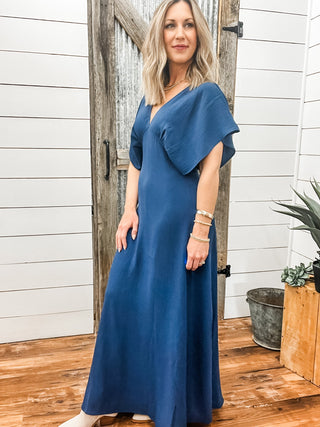 Dolman Sleeve Maxi Dress Navy Blue - Allure Boutique WY